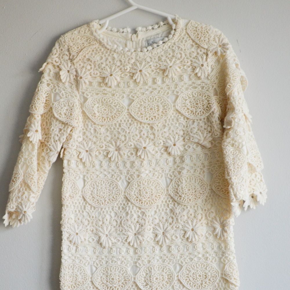 Trish Scully Boho Cream Cotton Lace Crochet Dress Kid Size 4T
